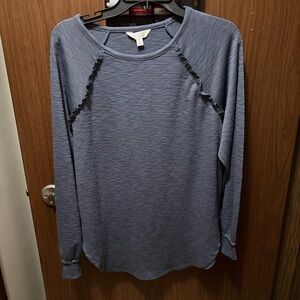 LC Lauren Conrad Gray Waffle Knit Long Sleeve Top